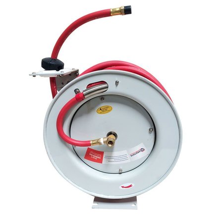 INTERSTATE PNEUMATICS Professional Grade Retractable Hose Reel with 1/4 Inch x 50 feet Rubber Hose HSR80-4